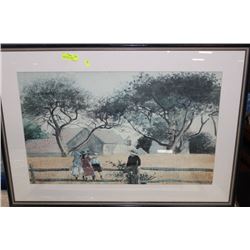 FRAMED PRINT OF  HOMER'S "CHILREN ON THE FENCE"
