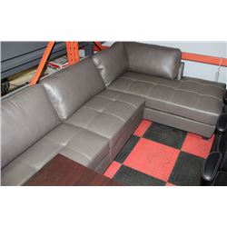 NEW GREY LEATHERETTE CHAISE LOUNGE SECTIONAL