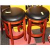 Image 1 : PAIR OF BLACK & WOOD SWIVEL BAR STOOLS-NEW