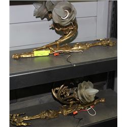 PAIR OF ORNATE 3 LIGHT WALL SCONCES
