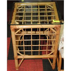 WICKER, GLASS TOP TABLE
