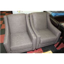 SHOWHOME GREY FABRIC PARLOUR CHAIR X2