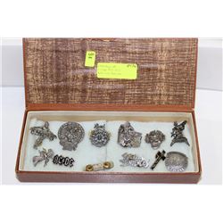 COLLECTION OF VINTAGE ROCK PINS-AC/DC/KISS/RUSH