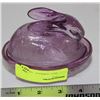 Image 1 : ESTATE PINK GLASS RABBIT ON NEST DISH