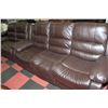 Image 1 : NEW BROWN LEATHER RECLINING SOFA W LOVE SEAT