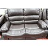 Image 2 : NEW BROWN LEATHER RECLINING SOFA W LOVE SEAT