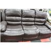 Image 3 : NEW BROWN LEATHER RECLINING SOFA W LOVE SEAT