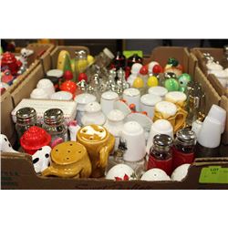 BOX WITH LARGE ASST. OF ESTATE SALT AND PEPPER