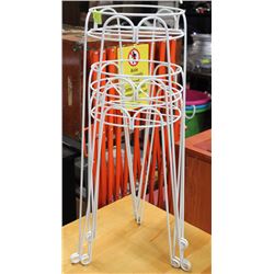 3 WHITE METAL PLANT STANDS