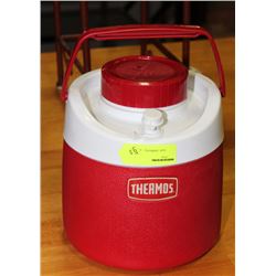 RED AND WHITE THERMOS JUG