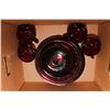 Image 1 : BOX W 4 SETTING CRANBERRY GLASS SET