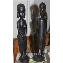PAIR OF HAND CARVED AFRICAN ORNAMENTS