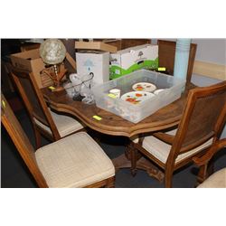 TABLE W 6 WICKERBACK CHAIRS/2 LEAVES***