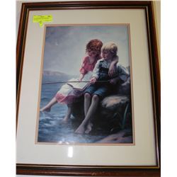 WOOD FRAMED BOY AND GIRL PICTURE
