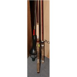 THREE VINTAGE FISHING RODS
