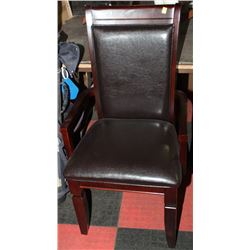 WOOD AND LEATHERETTE ARMCHAIR