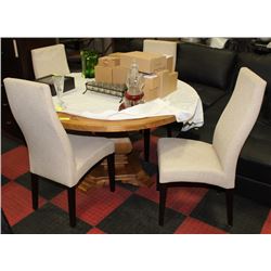 SHOWHOME WOOD TABLE W 4 FABRIC SIDECHAIRS