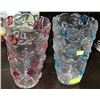 Image 1 : PINK AND BLUE ROSE VASE X2