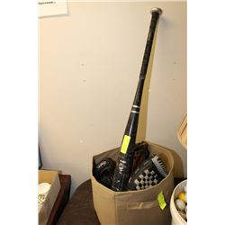 6 BASEBALL GLOVES WITH BAT AND BALL