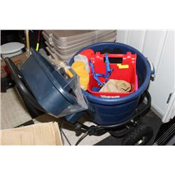 MUCK CART AND BUCKET WITH HOOK OVER BUCKET