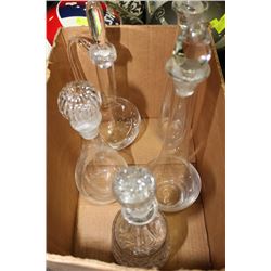 BOX OF 5 ASSORTED DECANTERS