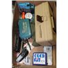 Image 1 : BOX W/ FISHING TACKLE BOX & CONTENTS,