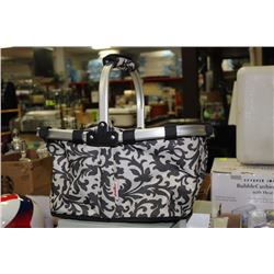 BLACK AND WHITE FOLDING SHOPPING BASKET
