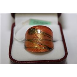 MURANO 24K GOLD GLASS SIZE 6 RING