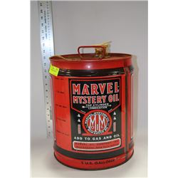 VINTAGE MARVEL MYSTERY OIL CAN-5 GALLON