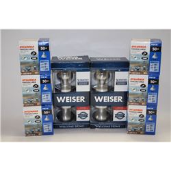 BOX OF LOCKS AND LIGHT BULBS