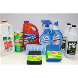 BOX OF NEW CLEANING SUPPLIES