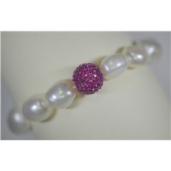 FRESHWATER PEARL & CUBIC CRYSTAL BRACELET
