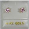 Image 1 : 14K GOLD PINK CUBIC ZIRCONIA STAR EARRINGS