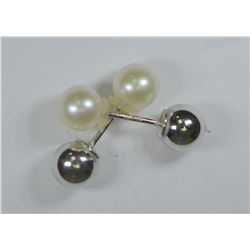 STERLING SILVER FRESHWATER PEARL 2-IN-1 REVERSIBLE