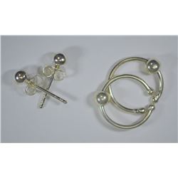 2 PAIRS OF STERLING SILVER, GOLD PLATED EARRINGS