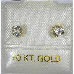 10K GOLD AQUAMARINE HEART-SHAPED EARRINGS