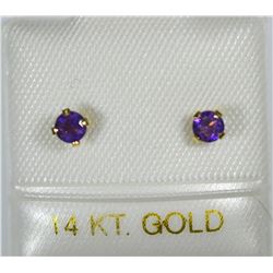 14K GOLD AMETHYST EARRINGS W/ TWIST-ON BACKS