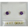 Image 1 : 14K GOLD AMETHYST EARRINGS W/ TWIST-ON BACKS