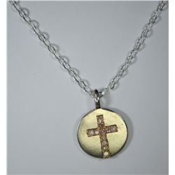 STERLING SILVER & 14K ROSE GOLD DIAMOND (0.07CT)