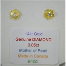 14K GOLD DIAMOND (0.05CT) & MOTHER OF PEARL