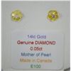 Image 1 : 14K GOLD DIAMOND (0.05CT) & MOTHER OF PEARL