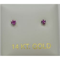 14K WHITE GOLD RUBY (0.08CT) EARRINGS
