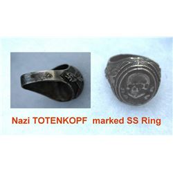 GERMAN OFFICER SS TOTENKOPF RING MARKED SS
