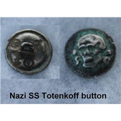 GERMAN TOTENKOPF BUTTON MARKED SS AND