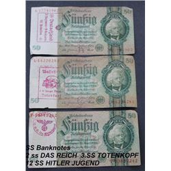 THREE GERMAN NAZI BANKNOTES X3