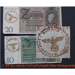TWO NAZI BANKNOTES SS DYV. ADOLF HITLER X2