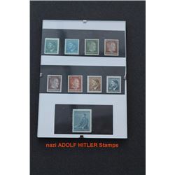 NINE GERMAN ADOLF HITLER POSTAGE STAMPS