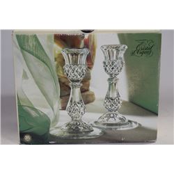 PAIR OF CRYSTAL CANDLE HOLDERS