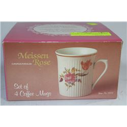 MEISSEN ROSE PORCELAIN CUP SET