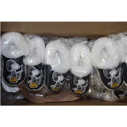 BOX OF 12 PAIRS OF SNOOPY SLIPPERS